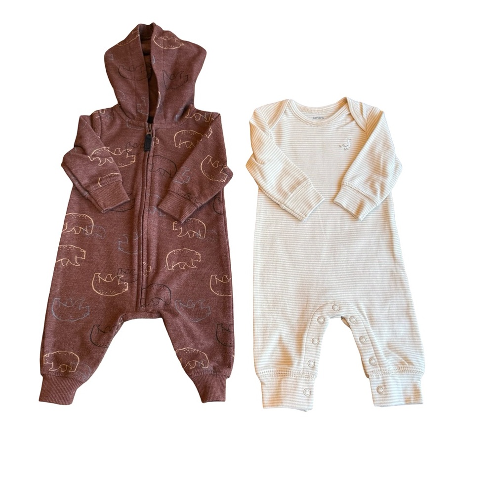 Carter’s Baby Boy Bear & Striped Sleep & Play Set (Lot of 2)